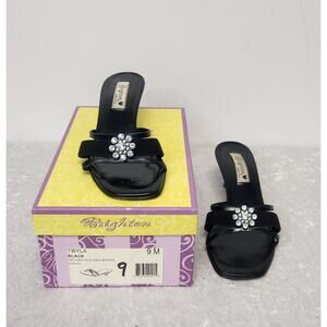 BRIGHTON TWYLA Womens Black w Embellishment Kitten Shoes-Size 9M